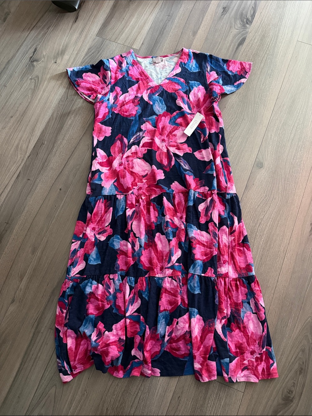 NWT Chico’s Tropical Floral Dress – Size 2 (Large)